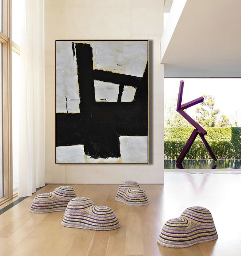 Abstract Painting Extra Large Canvas Art,Minimalist Painting On Canvas, Palette Knife Vertical Minimal Art - Huge Abstract Canvas Art